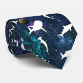 Cravate Ombre blanche de requin sur la galaxie noire Espac (Roulé)
