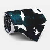 Cravate Ombre blanche de requin sur la galaxie noire Espac (Roulé)