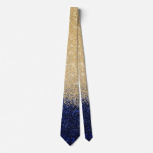 Cravate Ombre Parties scintillant or et bleu design de lux