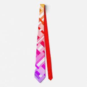 Cravate Ombre plaid en jaune, orange, rose et violet