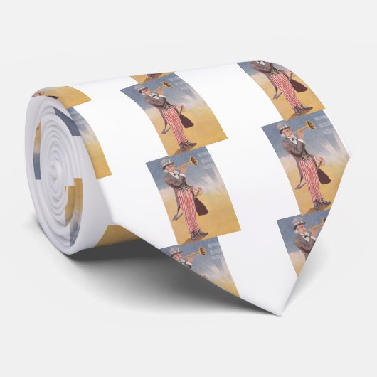 Cravate Oncle Sam jouant la bugle (Roulé)