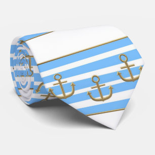 Cravate or ancre bleu blanc arrière - plan