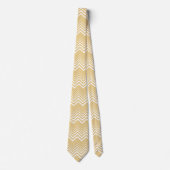 Cravate Or Et Blanc Zigzag Chevron (Devant)