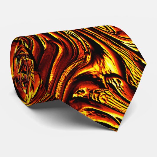 Cravate Or et corail ou texture rouge vif (Roulé)