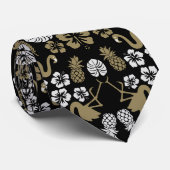 Cravate Or Floral Tropical Motif (Roulé)