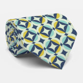 Cravate Or géométrique et motif bleu (Roulé)