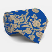 Cravate Or léger et cadeau floral bleu (Roulé)