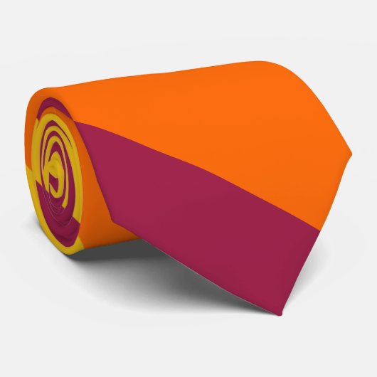 Cravate Or marron et large rayure orange d'université (Roulé)