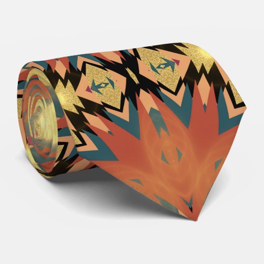Cravate Or moderne aztèque Boho Fusion (Roulé)