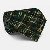 Cravate Or Moderne Et Vert Foncé Plaid (Roulé)