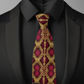Cravate Or Motif traditionnel et Ruby Necktie