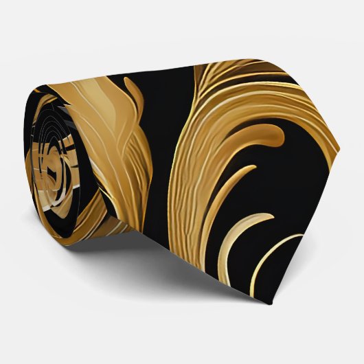 Cravate or, noir et gris (Roulé)