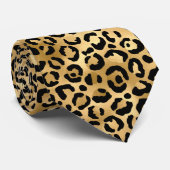 Cravate Or noir imprimé léopard imprimé guépard mode homme (Roulé)