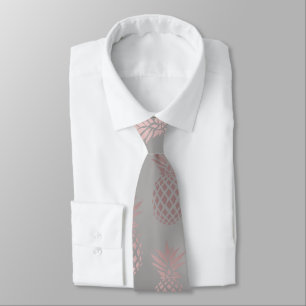 Cravate Or rose girly élégant et motif gris d'ananas