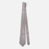 Cravate Or rose girly élégant et motif gris d'ananas (Devant)