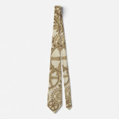 Cravate Or, sépia steampunk cosplay, horloge motif (Devant)