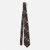 Cravate Or sur motif Argyle incliné Saphir (Dos)