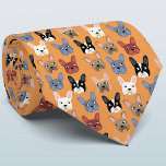 Cravate Orange<br><div class="desc">Un amusant petit Bulldog français ou motif français sur un arrière - plan orange. Idéal pour tous les amoureux de les chiens, gardiens de chiens, marcheurs de chiens et vétérinaires. Art original de Nic Squirrell.</div>