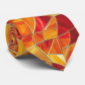 Cravate Orange and Gold Stained Glass Mosaic Pattern (Roulé)