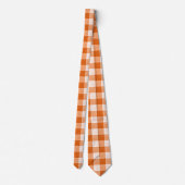 Cravate Orange and White Bold Checkered Plaid Design  (Dos)