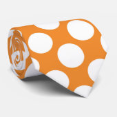 Cravate Orange avec Pois blancs Retro (Roulé)