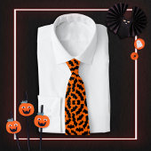Cravate Orange Bats Halloween Éffrayant Vampire Motif