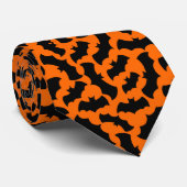 Cravate Orange Bats Halloween Éffrayant Vampire Motif (Roulé)