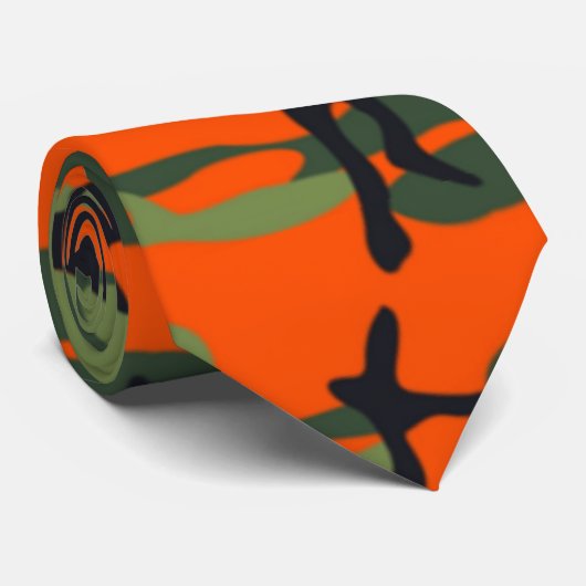 Cravate Orange Camo de chasseur (Roulé)