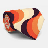 Cravate Orange, Crème, Cinquante rétro Brown Art Abstrait (Roulé)