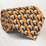 Cravate Orange de Chien-taureaux français<br><div class="desc">Un amusant petit motif français roux noir et blanc sur un arrière - plan orange. Idéal pour tous les amoureux de les chiens,  gardiens de chiens,  marcheurs de chiens et vétérinaires. Art original de Nic Squirrell.</div>