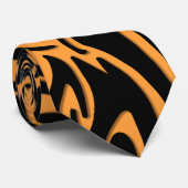 Cravate Orange de loup tribal Abstrait sur noir (Roulé)