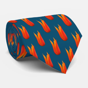 Cravate orange de motif de fleur de tulipe