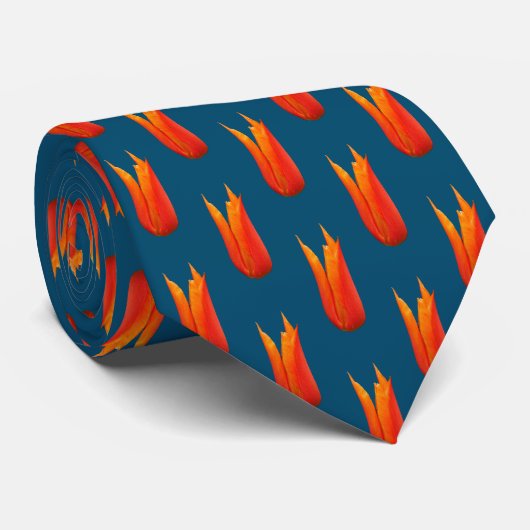Cravate orange de motif de fleur de tulipe (Roulé)