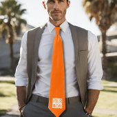 Cravate orange de néon solide - ajouter le logo