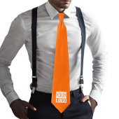 Cravate orange de néon solide - ajouter le logo