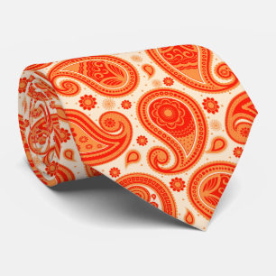 Cravate Orange élégant vintage paisley motif