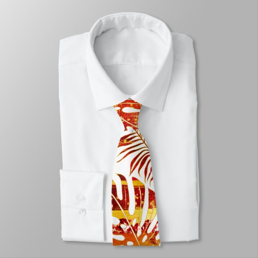 Cravate Orange et or tropical feuille (Attaché)