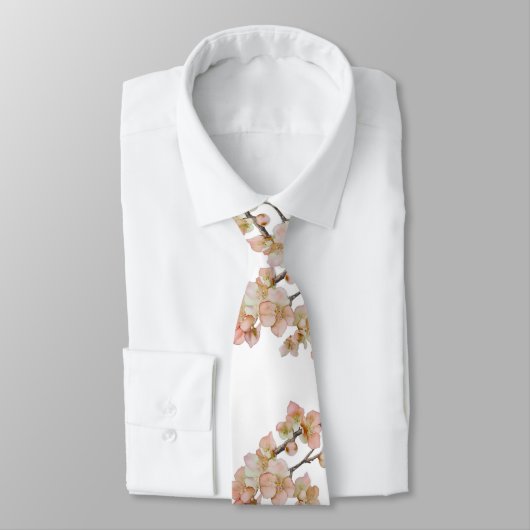 Cravate Orange fleuri vert (Attaché)