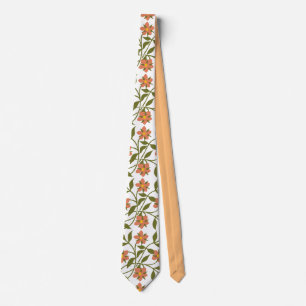 CRAVATE ORANGE FLEURS