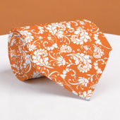 Cravate Orange Floral Pattern Custom Necktie