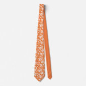 Cravate Orange Floral Pattern Custom Necktie (Devant)