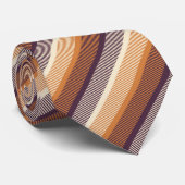 Cravate Orange foncé et rayures violettes (Roulé)