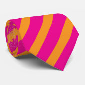 Cravate Orange Hot Rose Grandes Motif Coloré Élégant (Roulé)