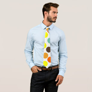 Cravate Orange, Jaune, Brown, Points Bleus
