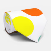 Cravate Orange, Jaune, Brown, Points Bleus (Roulé)