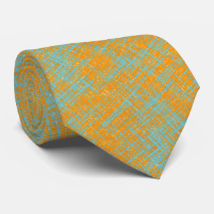 Cravate Orange Jaune Turquoise Bleu Motif moderne