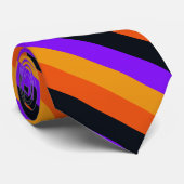 Cravate Orange, Jaune, Violet et Grandes Noires (Roulé)