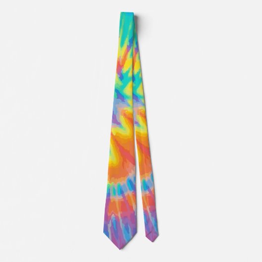Cravate Orange Jaune Violet Tie Dye | Rétro Vibrant (Devant)
