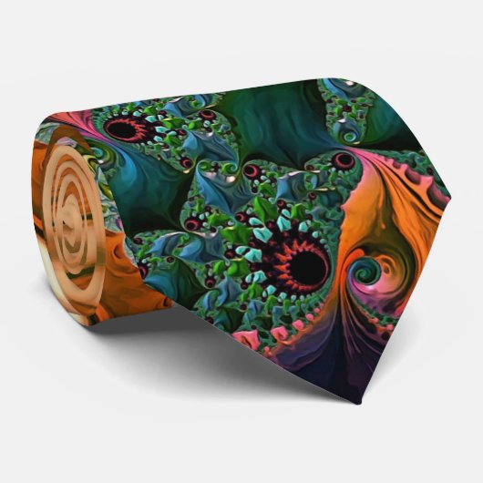 Cravate Orange Mandelbrot (Roulé)