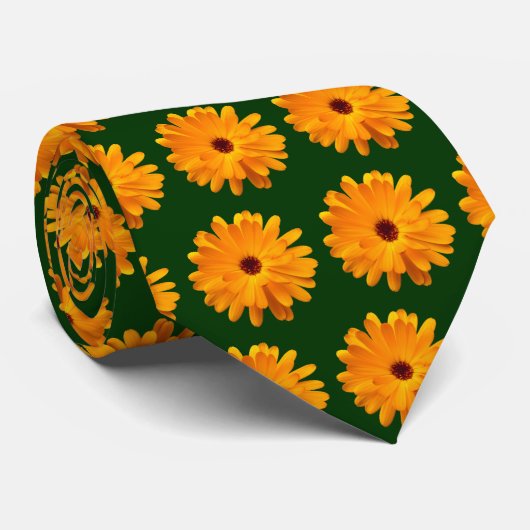 Cravate Orange Marigold Pattern (Roulé)